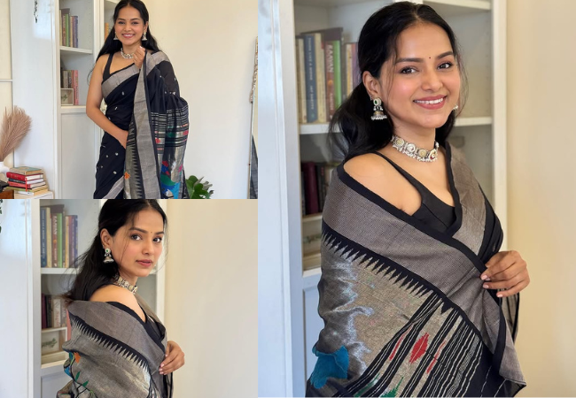  अभिनेत्री तितिक्षा तावडेचा saree look😍